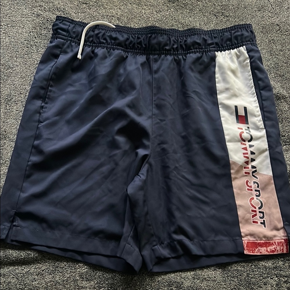 Vintage Tommy Hilfiger Sport Navy and White Shorts